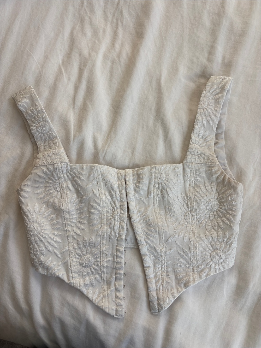 Princess Polly White Floral Embroidered Crop Top